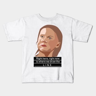 Greta Thunberg. Draw the line Kids T-Shirt